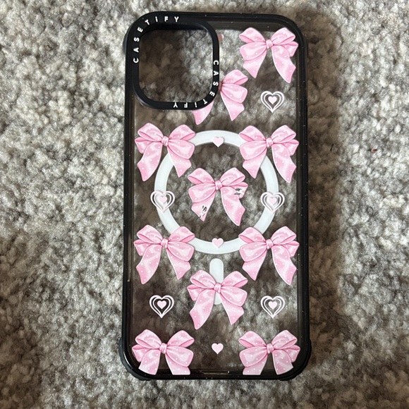 Casetify Pink Heart and Bow iPhone Case - Picture 1 of 2